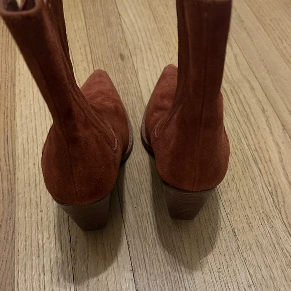 Nine West Rust Brown Suede Pointed Ankle Booties - Picture 2 of 5